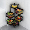 5 Layers Rotating Square Kitchen Storage Trolly