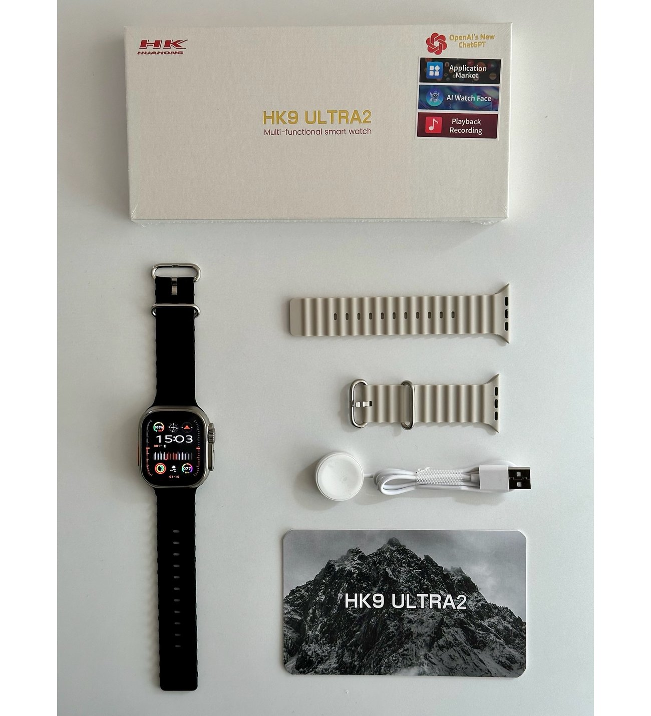 HK9 ultra2 gen2 smartwatch AMOLED display with ChatGPT (2 Watch Straps)