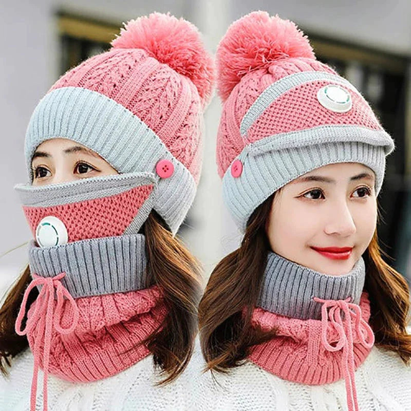 TRADITIONALMATCH: Warm Ladies Cap 3 in 1