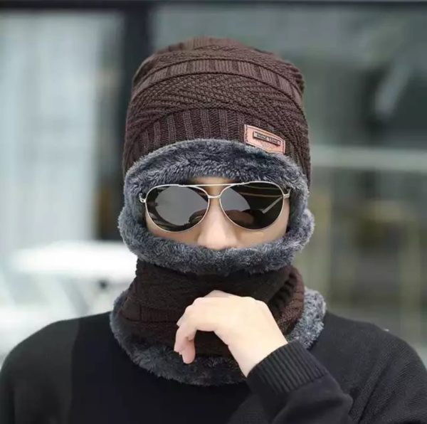 CozyFleece Duo - Wool Beanie Cap with Neck Warmer Set