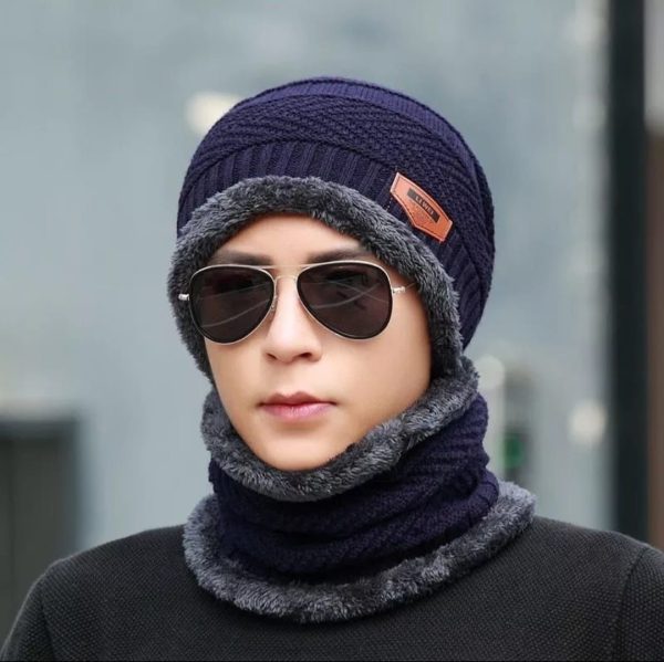 CozyFleece Duo - Wool Beanie Cap with Neck Warmer Set