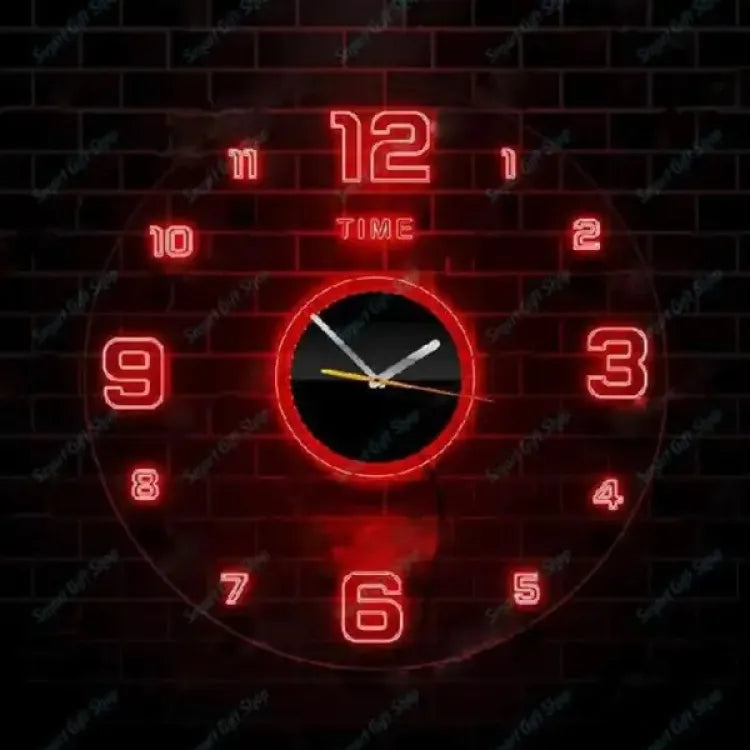 Acrylic Modern Neon Wall Clock With Neon LED Backlight