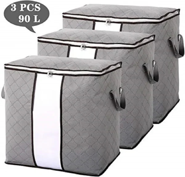 3 Pcs Non-Woven Fabric Bedding Storage Bag For Clothes Moving & Packing