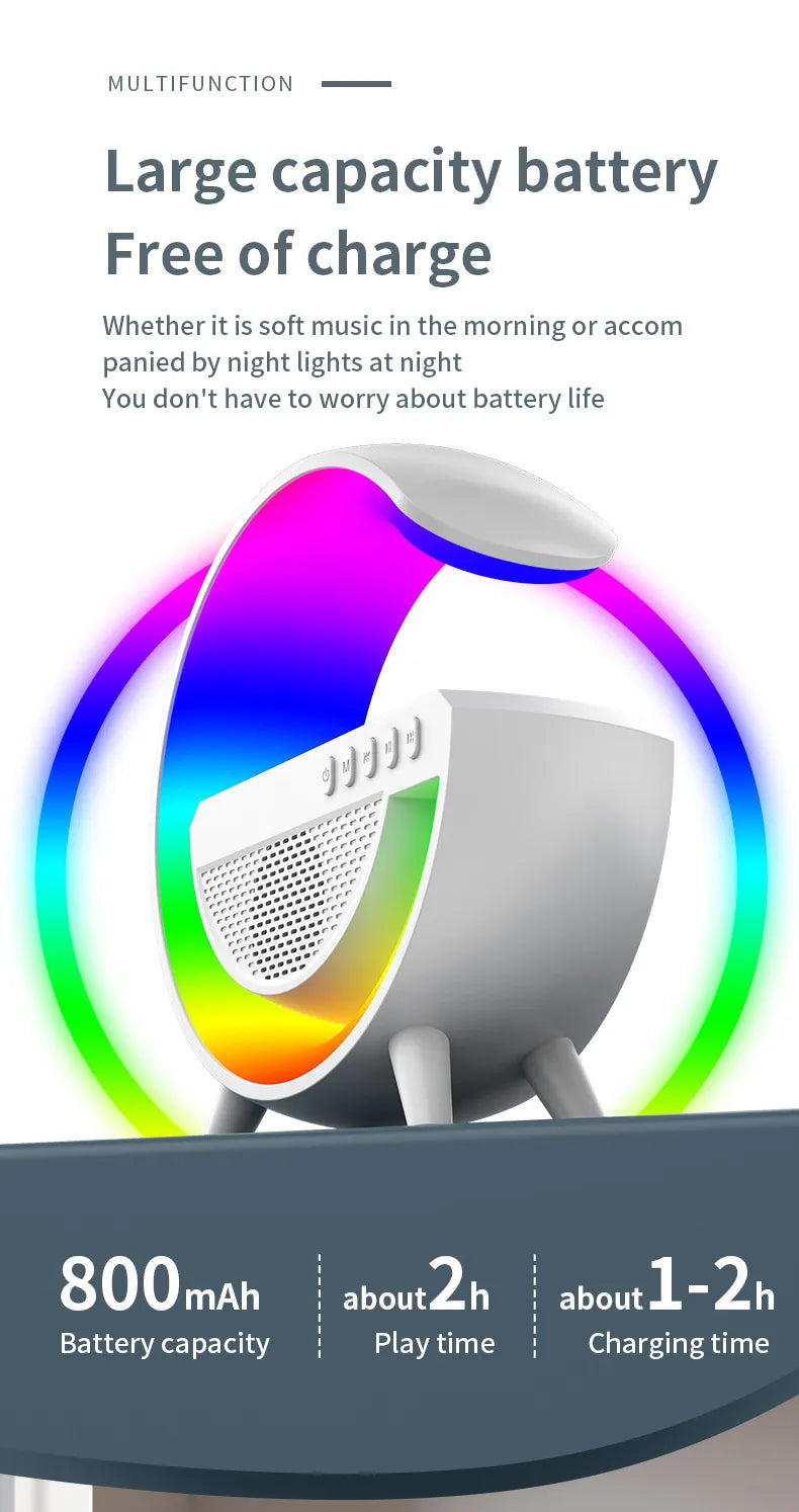 Wireless Fast Charger with Bluetooth Speaker and LED G Lamp
