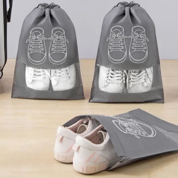 Shoe Storage Bag Dust-proof Waterproof Transparent Non Woven Fabric Shoe Tote Drawstring Packaging Organizer For Travel