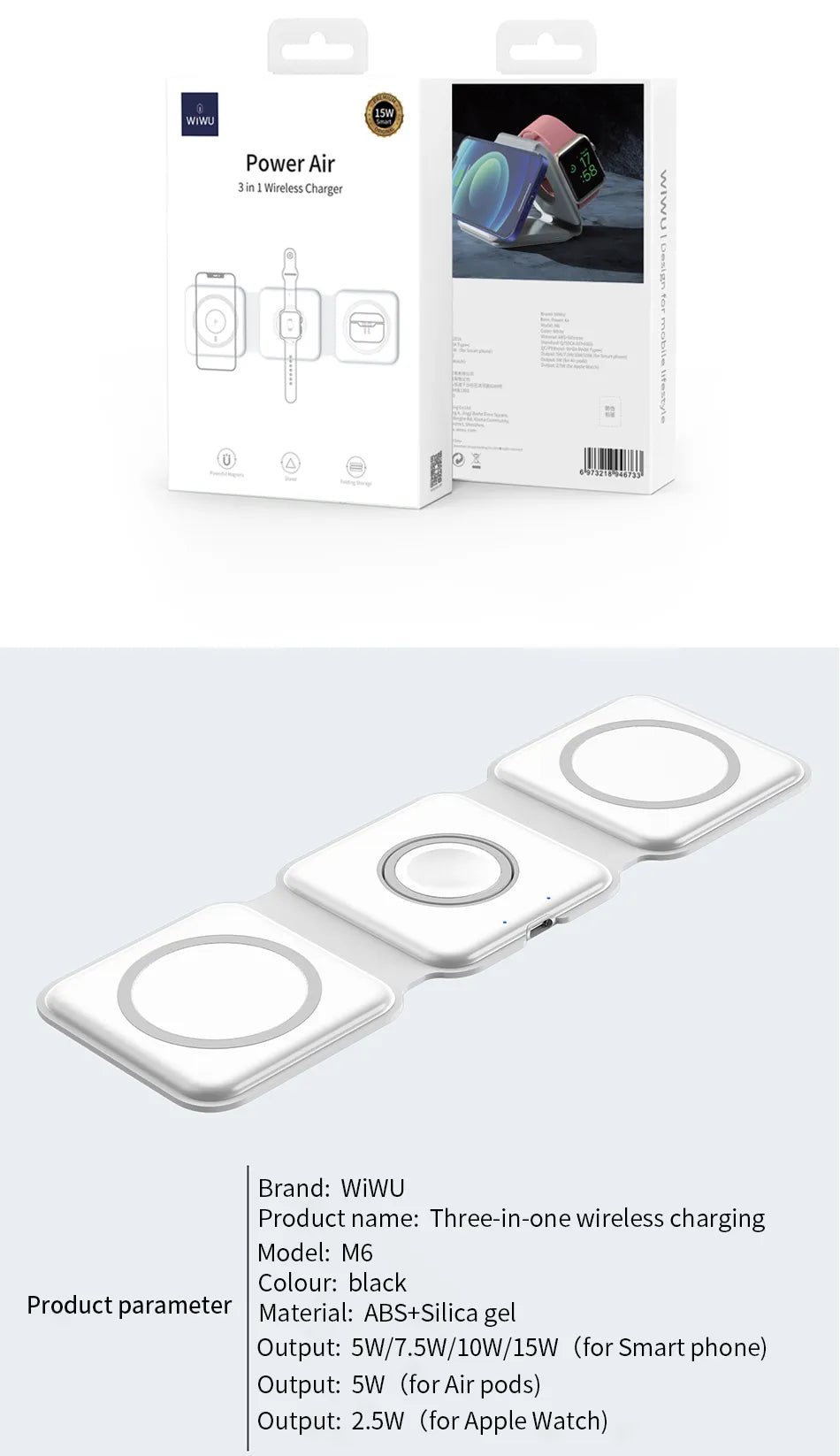 WiWU Magnetic Wireless Charger 3 in 1
