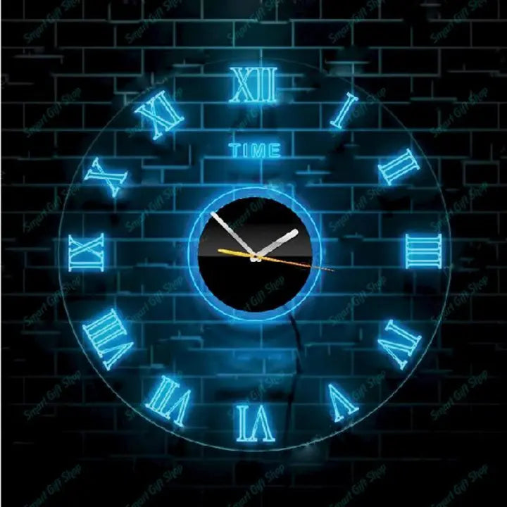 Acrylic Modern Neon Wall Clock With Neon LED Backlight