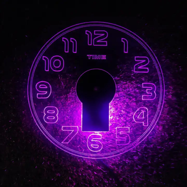 Acrylic Modern Neon Wall Clock With Neon LED Backlight