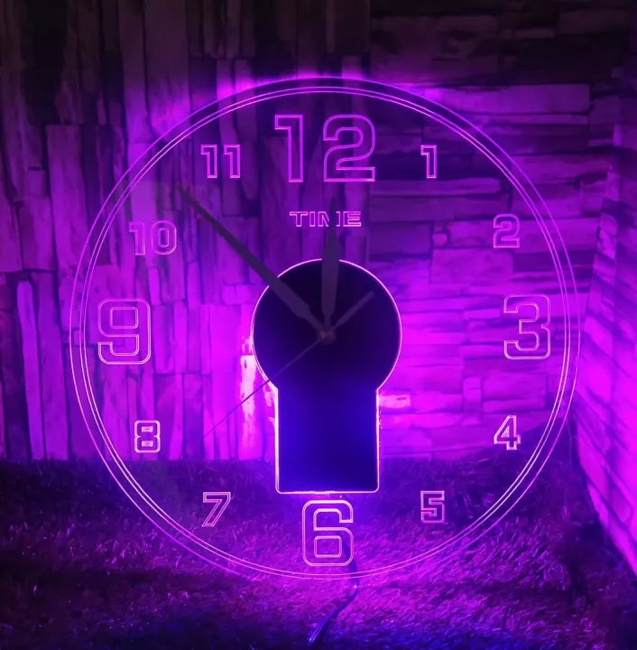 Acrylic Modern Neon Wall Clock With Neon LED Backlight