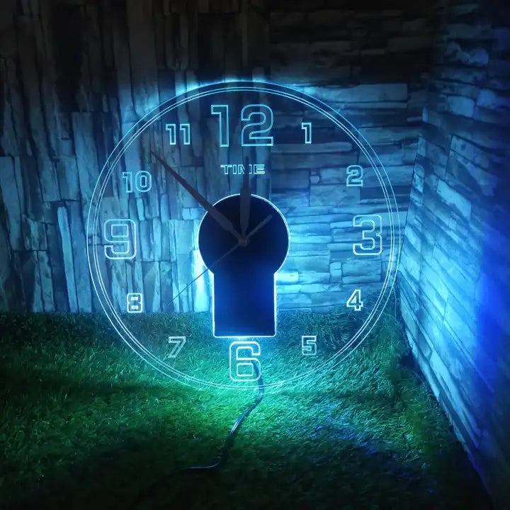 Acrylic Modern Neon Wall Clock With Neon LED Backlight
